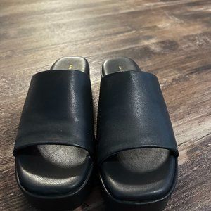 Chunky Black Wedge Sandals